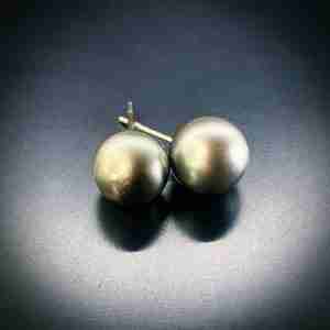 Yellow Gold Tahitian Pearl Stud Earrings