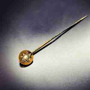 Vintage, Gold, Pearl & Diamond Stick Pin