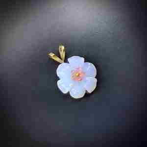 Gold, Chalcedony & Tourmaline ‘Flower’ Pendant.